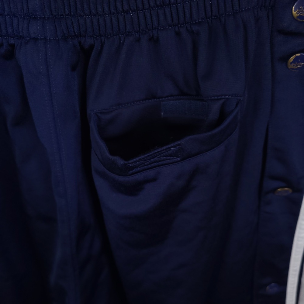Vintage Adidas Track Pants Navy Blue Sz L Snap Button Sides Stripes Athletic Y2K - Picture 14 of 16